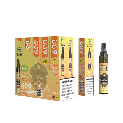 JUNG Jumex 600 TOBACCO Vape – Einweg E-Zigarette mit Nikotin 20 mg – 600 Züge – Klassisches Tabakaroma – Sofort einsatzbereit