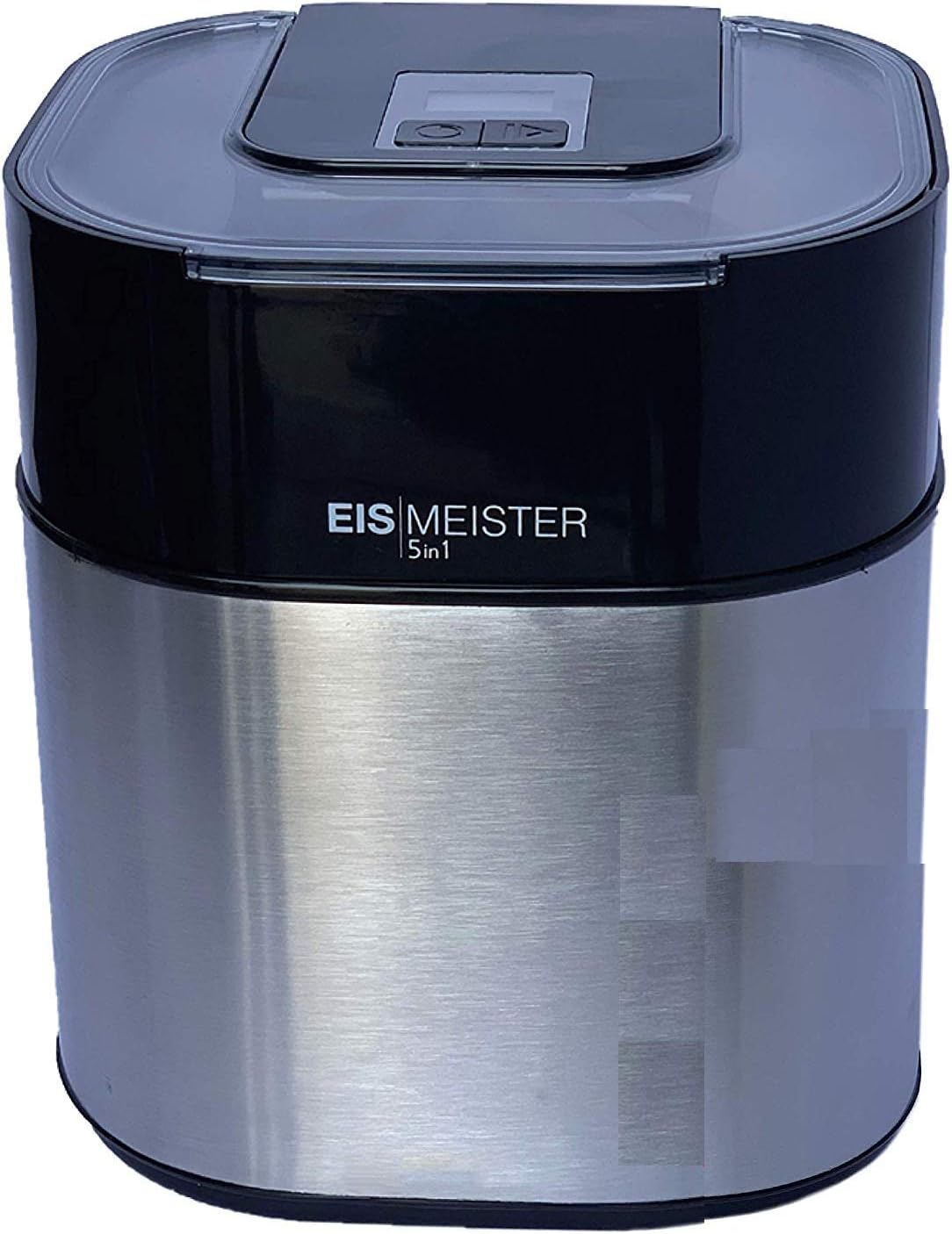JUNG PerfectMix EISMEISTER 5in1 Speiseeismaschine für Frozen Joghurt Sorbet Softeis Slusheis Eiscreme mit 1,5L Thermobehälter Edelstahlgehäuse und LED-Timer – Geräuscharmer Eisbereiter