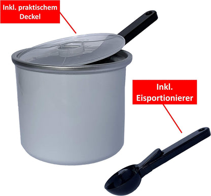 JUNG PerfectMix EISMEISTER 5in1 Speiseeismaschine für Frozen Joghurt Sorbet Softeis Slusheis Eiscreme mit 1,5L Thermobehälter Edelstahlgehäuse und LED-Timer – Geräuscharmer Eisbereiter
