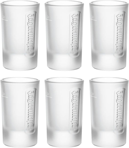 Jägermeister Milchglas Shotglas 2cl Set – 6er Pack stabile, spülmaschinenfeste Schnapsgläser für Jägermeister und Likör, perfekt geeicht, schwer und langlebig für professionelle Bar und Party