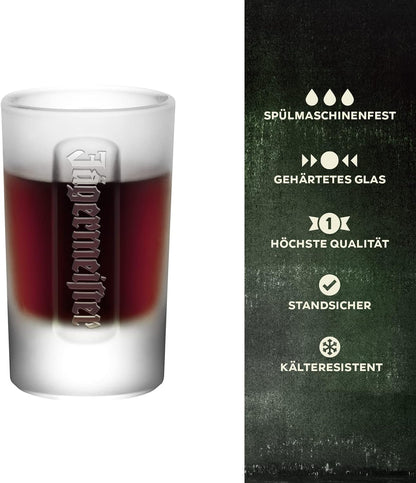 Jägermeister Milchglas Shotglas 2cl Set – 6er Pack stabile, spülmaschinenfeste Schnapsgläser für Jägermeister und Likör, perfekt geeicht, schwer und langlebig für professionelle Bar und Party
