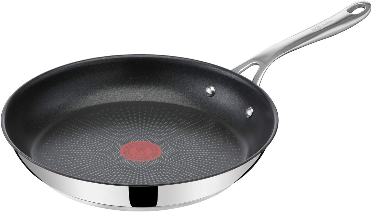 Tefal E30404 Jamie Oliver Cook's Direct On Bratpfanne 24 cm | Induktionsgeeignet & Backofenfest | Robuste Edelstahlpfanne mit Genietetem Griff | Antihaftbeschichtung mit Thermo-Signal™ für Perfekte Bratergebnisse