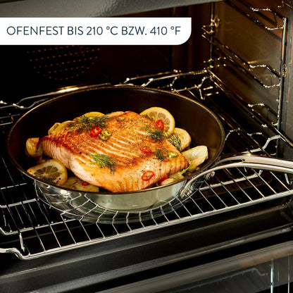 Tefal E3060435 Jamie Oliver by Tefal Cook's Classics Bratpfanne 24 cm, Edelstahl mit Titan Antihaftversiegelung, Thermo-Signal™, Induktionsgeeignet, Ofenfest bis 210°C, Genieteter Griff mit Silikon-Einlage