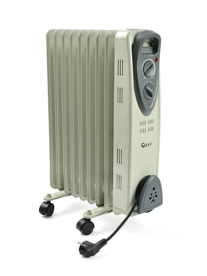 JUNG Geko G80552 Ölradiator 1500W – Mobiler Heizkörper für kleine Räume, energiesparend, 7 Heizlamellen, 3 Heizstufen, stufenloser Thermostat, Überhitzungsschutz, leiser Betrieb und einfache Handhabung