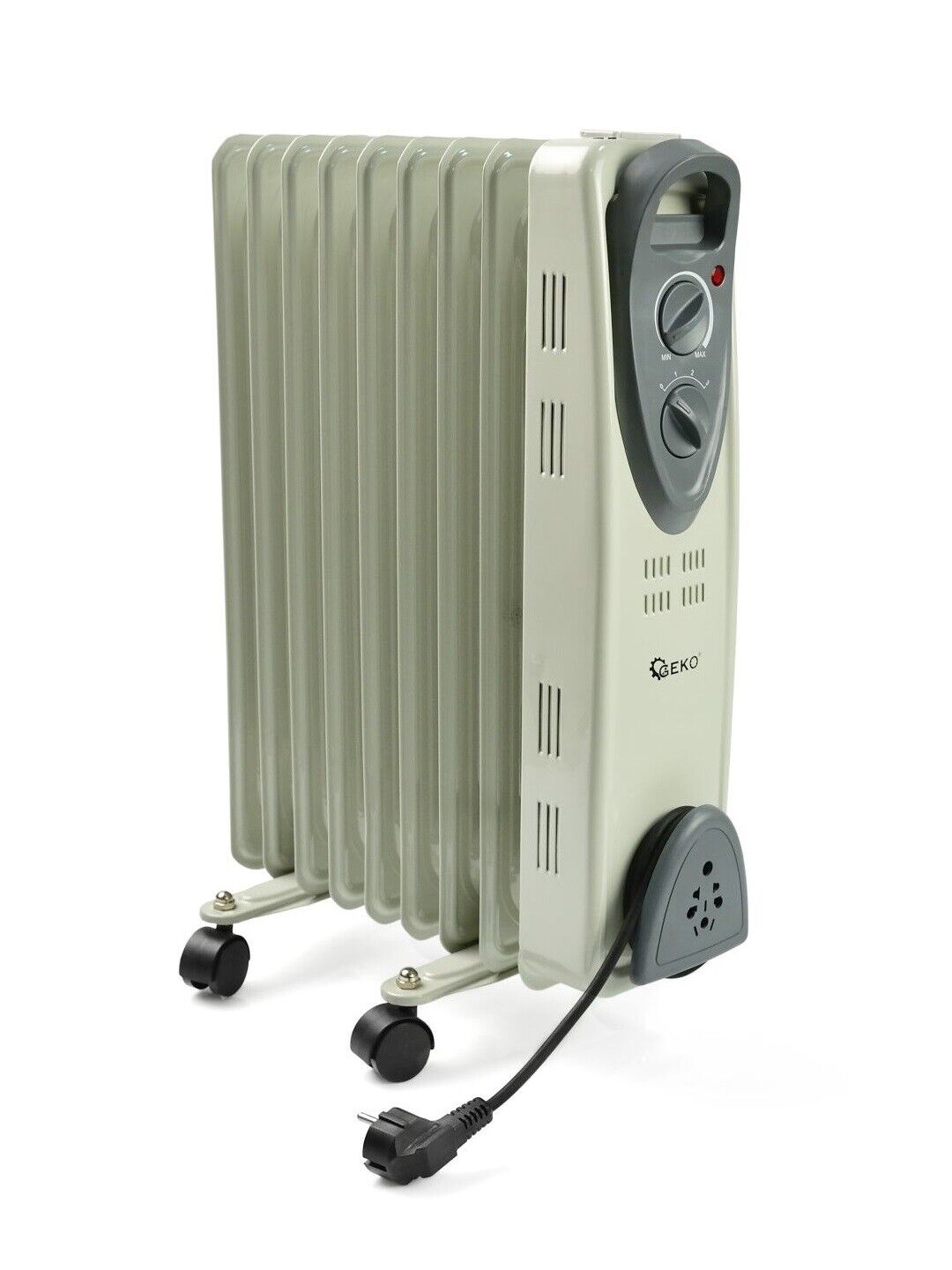 JUNG Geko G80553 Ölradiator 2000W – Mobiler Heizkörper für größere Räume, energiesparend, 9 Heizlamellen, 3 Heizstufen, stufenloser Thermostat, Überhitzungsschutz, leiser Betrieb, einfache Handhabung, ideal für Räume bis 30 m²