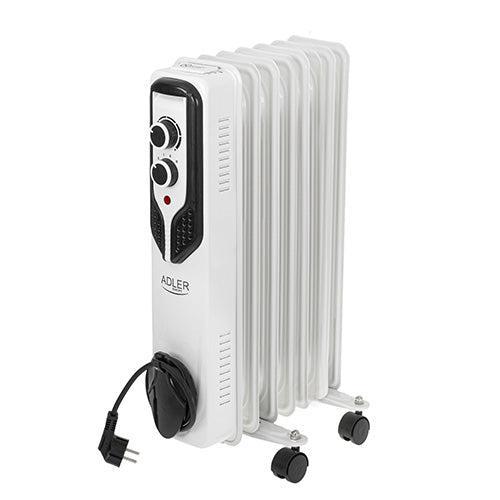 JUNG Adler AD7818 2500W Ölradiator – Leistungsstarker Elektroheizer mit 13 Heizrippen, stufenlos regelbarem Thermostat, 3 Heizstufen, Überhitzungsschutz, mobiler Heizkörper mit effizientem Wärmespeicher