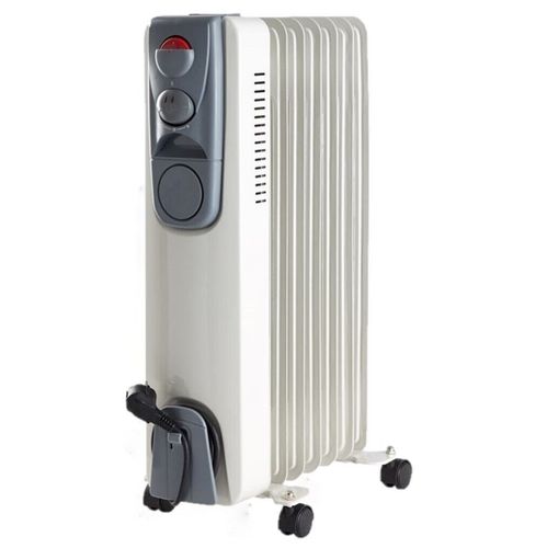 JUNG DAY 1500W Elektrischer Ölradiator – mobiler, energieeffizienter Elektroheizkörper mit Thermostat, Kippschutz & Rollen für große Räume, Büro, Schlafzimmer oder Wohnzimmer