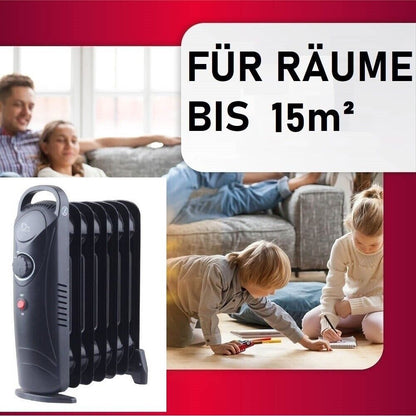 JUNG DREXON BAB85S Mini Ölradiator 850W Elektroheizung Heizkörper für Innenräume, kompakte elektrische Raumheizung, leiser Öl-Heizkörper mit Thermostat, Heizgerät für 15m²