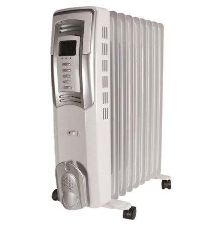 JUNG YPSOS ELE20 Elektrischer Ölradiator Heizkörper mit 2000W – Hochleistungs-Ölradiator für größere Räume bis 25m², energiesparend mit 9 Heizlamellen, 3 Heizstufen, Thermostat, LCD-Display und 24 Std Timer