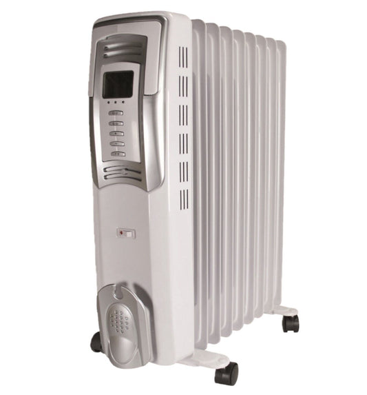 JUNG YPSOS ELE20 Elektrischer Ölradiator Heizkörper mit 2000W – Hochleistungs-Ölradiator für größere Räume bis 25m², energiesparend mit 9 Heizlamellen, 3 Heizstufen, Thermostat, LCD-Display und 24 Std Timer