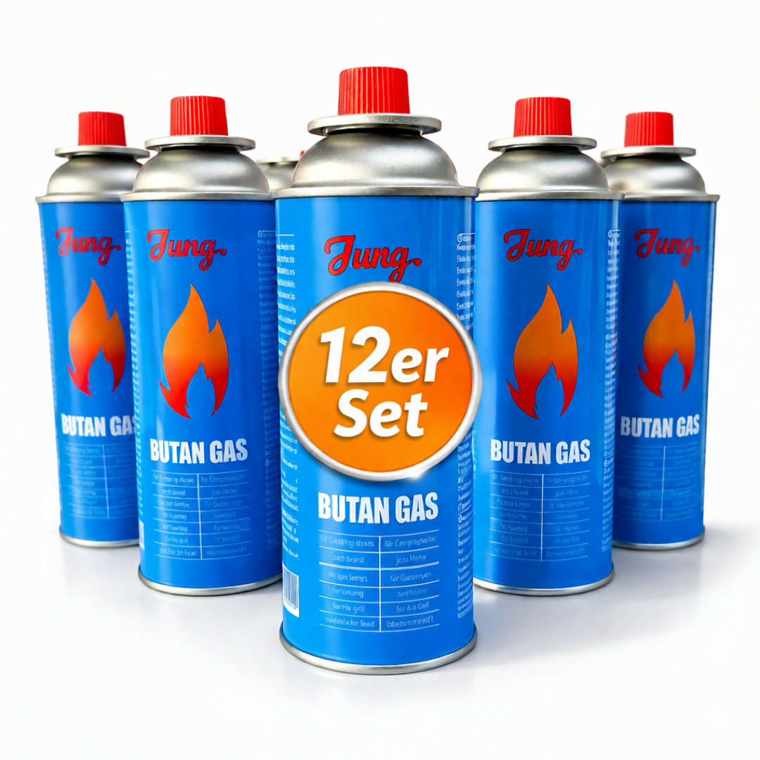 JUNG 12 stk Gaskartuschen 227g Butangas Ersatz Gasflasche Butan Campingkocher Kartusche Camping Gas Outdoor Kocher Brennstoff