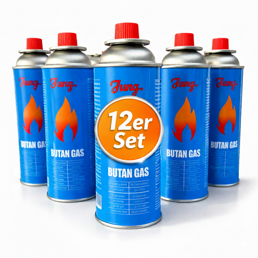 JUNG 12 stk Gaskartuschen 227g Butangas Ersatz Gasflasche Butan Campingkocher Kartusche Camping Gas Outdoor Kocher Brennstoff