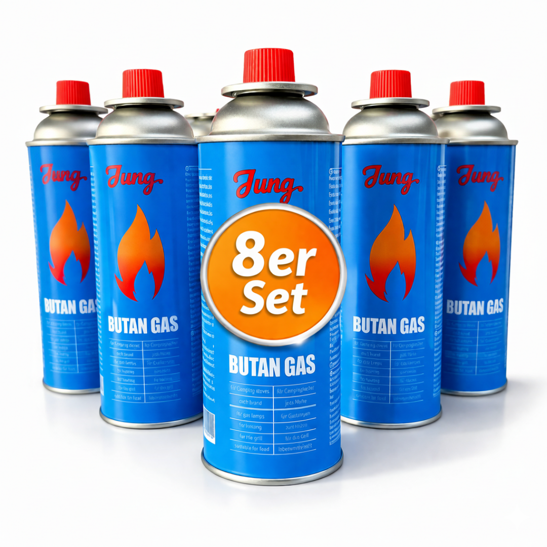 JUNG 8 stk Gaskartuschen 227g Butangas Ersatz Gasflasche Butan Campingkocher Kartusche Camping Gas Outdoor Kocher Brennstoff