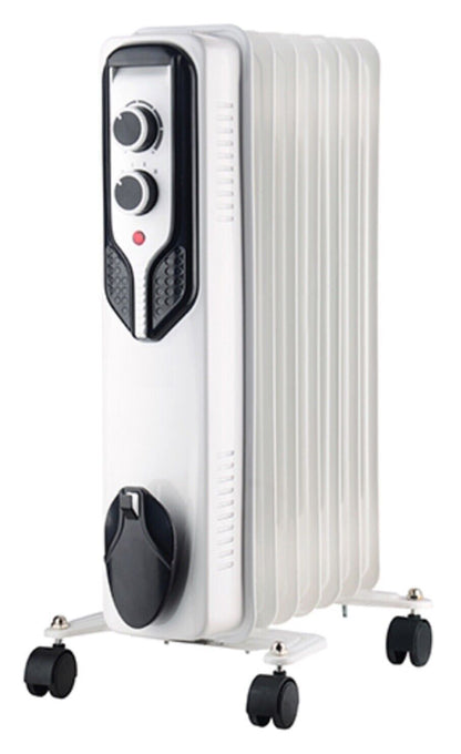 JUNG Geko G80550 Ölradiator 1500W – Mobiler Heizkörper für Räume bis 25m², energiesparend, 7 Heizlamellen, 3 Heizstufen, stufenloser Thermostat, Überhitzungsschutz und integrierte 24-Stunden-Timer-Funktion