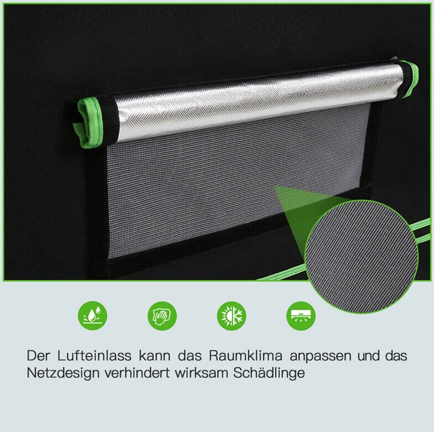 JUNG Growbox Komplettset 80x80x180 cm mit LED-Lampe Samsung 150W, Vollspektrum für Keimung, Wachstum & Blüte, Lüftungssystem, Abluft, Kohlefilter, 4 Pflanzkübel, Hygrometer, Zeitschaltuhr