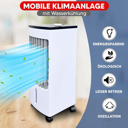 JUNG LIFEAIR Mobile Klimaanlage ohne Abluftschlauch, 2-in-1 Luftkühler und Ionisator, Leiser Ventilator mit Wasserkühlung, Fernbedienung und 15,5 Stunden Timer, ideal für Schlafzimmer und Büro