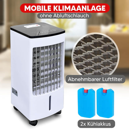 JUNG LIFEAIR Mobile Klimaanlage ohne Abluftschlauch, 2-in-1 Luftkühler und Ionisator, Leiser Ventilator mit Wasserkühlung, Fernbedienung und 15,5 Stunden Timer, ideal für Schlafzimmer und Büro
