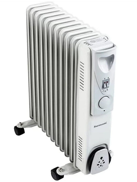 JUNG RAVANSON Ölradiator 2000W Elektroheizung | Mobiler Elektrischer Heizkörper mit Thermostat & LED Display | Energiesparender Ölheizkörper mit 9 Rippen für Räume bis 35m² Innenbereich