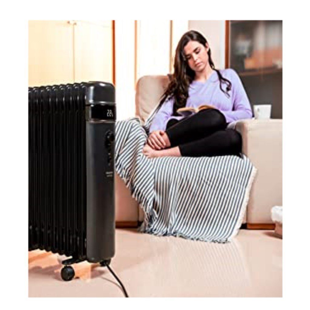 JUNG Ölradiator TAURUS AG15, 1500W Heizleistung, 7 Heizlamellen, mobile Elektroheizung mit 3 Heizstufen, Thermostat, Überhitzungsschutz, ideal für Räume bis 25m², energiesparend, geräuschlos