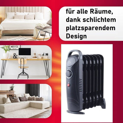 JUNG TCG626 Ölradiator 450W Kompakte Elektroheizung | Leiser Heizkörper mit Thermostat | Mobiles Heizgerät für Innenräume | Energiesparender Konvektor für Räume bis 15 m² | Stromsparende Heizung