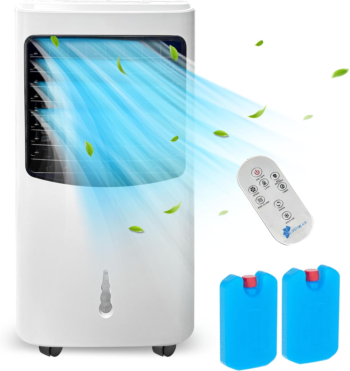 JUNG Lifetime Day Mobile Klimaanlage ohne Abluftschlauch, 3-in-1 Luftkühler, Luftbefeuchter & Luftreiniger, 8L Wassertank, Fernbedienung, 750 m³/h Luftdurchsatz, leise, energiesparend