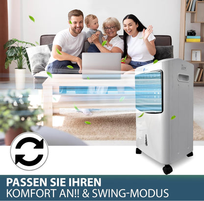 JUNG Lifetime Day Mobile Klimaanlage ohne Abluftschlauch, 3-in-1 Luftkühler, Luftbefeuchter & Luftreiniger, 8L Wassertank, Fernbedienung, 750 m³/h Luftdurchsatz, leise, energiesparend