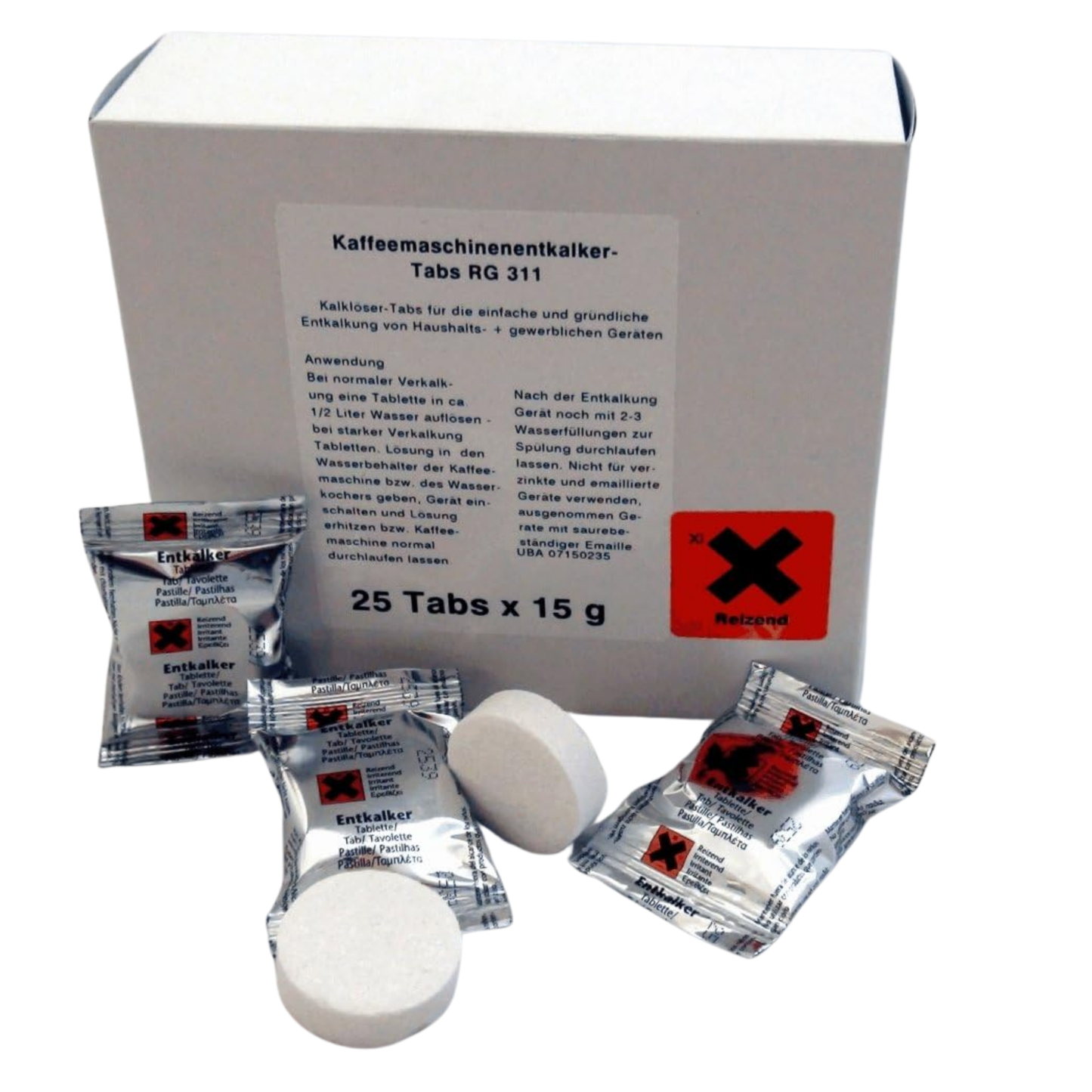 REM 100x Entkalkungstabletten 15g – Leistungsstarker Entkalker für Kaffeemaschinen, Kaffeevollautomaten & Padmaschinen – Biologisch abbaubar, phosphatfrei, universell kompatibel, hygienisch & sicher