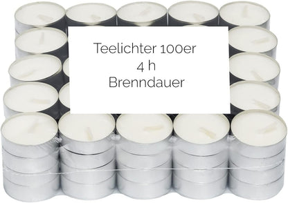 RKK Teelichter 1000er Pack, unparfümiert, weiß, 4 Stunden Brenndauer für Dekoration, Gastronomie, Hochzeit, Event, stimmungsvolle Beleuchtung, Teelicht Kerzen für Innen- und Außenbereich