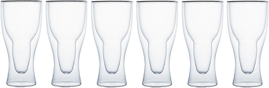 Klasique Doppelwandige Latte Macchiato Gläser 400ml, 6er Set, Thermogläser Schwebeeffekt, Borosilikatglas, hitzebeständig, Cappuccino Gläser