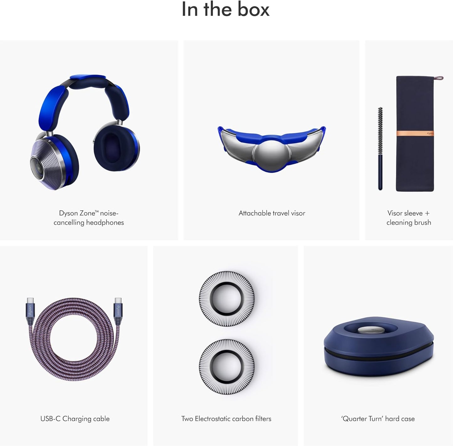 Dyson Zone™ Kabellose Over-Ear Kopfhörer, ANC mit Luftreinigung, Active Noise Cancelling, Bluetooth 5.0, 50 Stunden Akkulaufzeit, Smart Signalverarbeitung, Luftreinigung und Geräuschisolierung, Ultra Blue/Nachtblau