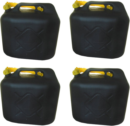 TOPJESS 4x20L Kraftstoffkanister Benzinkanister UN-Zulassung für Benzin und Diesel – Robuste Kunststoffkanister mit flexiblem Ausgießrohr und ergonomischem Tragegriff, ideal für den sicheren Transport und die Lagerung von Kraftstoffen