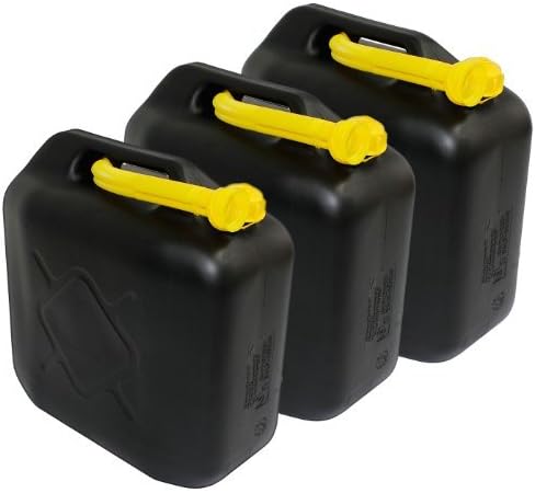 JUNG 3x 20L Benzinkanister Kraftstoffkanister Reservekanister Set Schwarz mit UN-Zulassung – Hochwertige, stapelbare HDPE-Kanister für sicheren Kraftstofftransport und Lagerung