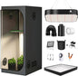 ZRBDDEF Growzelt Komplettset 70x70x160cm mit LED Pflanzenlampe, Aktivkohlefilter, Belüftungssystem, Indoor Pflanzenzuchtset für Gemüse, Kräuter, Anbauzelt für Innenräume mit Zubehör