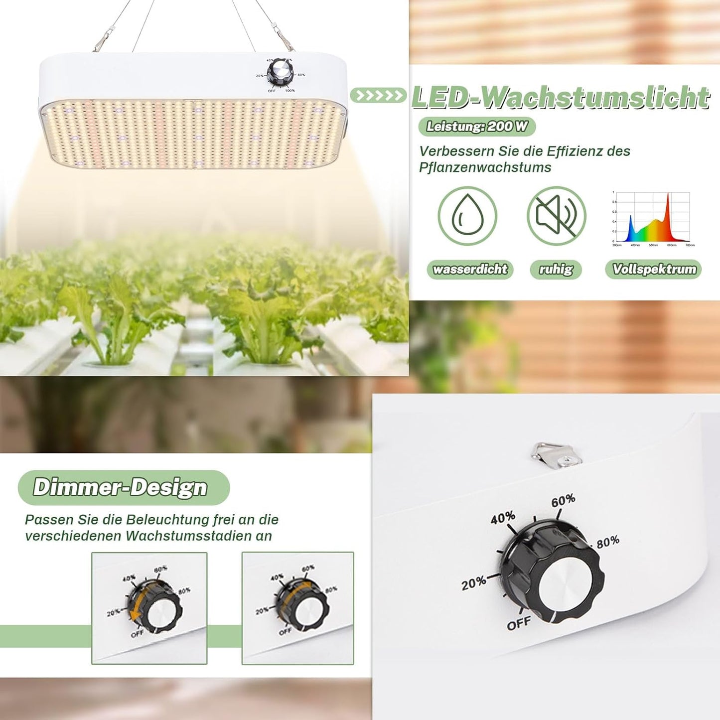 ZRBDDEF Growzelt Komplettset 100x100x200cm mit LED-Vollspektrumlampe, Belüftung, Filter, Hygrometer – Indoor Pflanzenzuchtzelt für Gemüse, Kräuter, Stecklinge – Komplettes Growbox-System