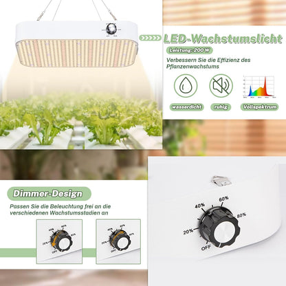 ZRBDDEF Growzelt Komplettset 80x80x180cm mit LED Pflanzenlampe, Aktivkohlefilter, Lüftung, Indoor Growbox für Kräuter Gemüse Anzuchtzelt mit Belüftungssystem und Zubehör Komplett