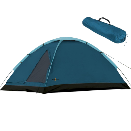 JUNG Kuppelzelt 2 Person 200x120cm Zelt Blau Leicht Robust Wetterfest Campingzelt Reisezelt Familienzelt Einfach Aufzubauen Vielseitig Camping Wandern