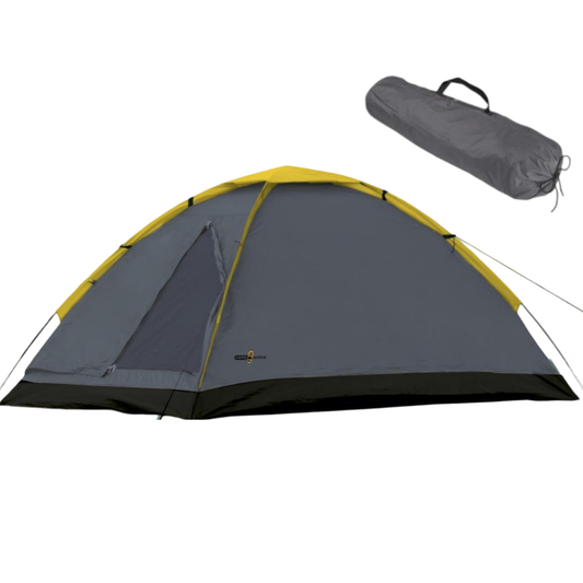 JUNG Kuppelzelt 2 Person 200x120cm Zelt Grau Leicht Robust Wetterfest Campingzelt Reisezelt Familienzelt Einfach Aufzubauen Vielseitig Camping Wandern
