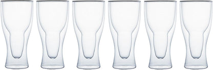 Klasique Doppelwandige Latte Macchiato Gläser 400 ml – mundgeblasene Thermogläser mit Schwebeeffekt im 6er Set, hitzebeständig, spülmaschinengeeignet, ideal für Bier, Tee, Cocktails & Milchkaffee