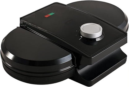 MIA ProKitchen Edelstahl Doppel Waffeleisen Herzwaffelautomat 1300W Antihaftbeschichtung Stufenlose Temperaturregelung Cool-Touch Doppelwaffelmaschine Herzchenwaffeln Waffelgerät Profi