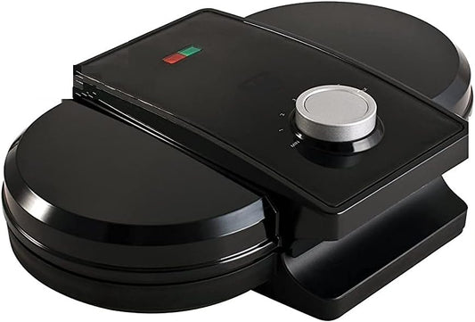 MIA ProKitchen Edelstahl Doppel Waffeleisen Herzwaffelautomat 1300W Antihaftbeschichtung Stufenlose Temperaturregelung Cool-Touch Doppelwaffelmaschine Herzchenwaffeln Waffelgerät Profi