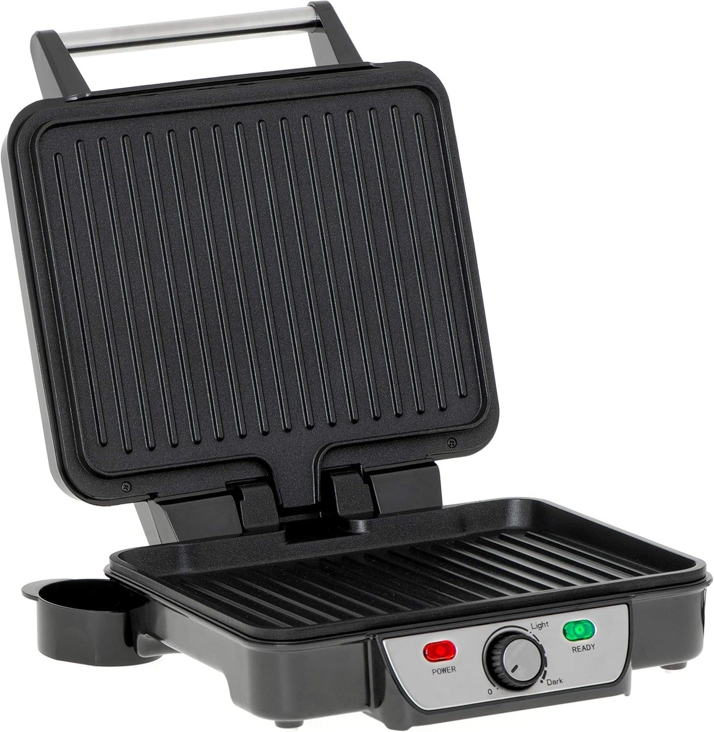 JUNG Mesko MS3050 Elektrischer Kontaktgrill 2500W Doppelplatte Antihaftbeschichtung Tischgrill Elektrogrill Temperaturregelung Cool-Touch-Griff Abnehmbare Tropfschale 1288cm² große Grillfläche