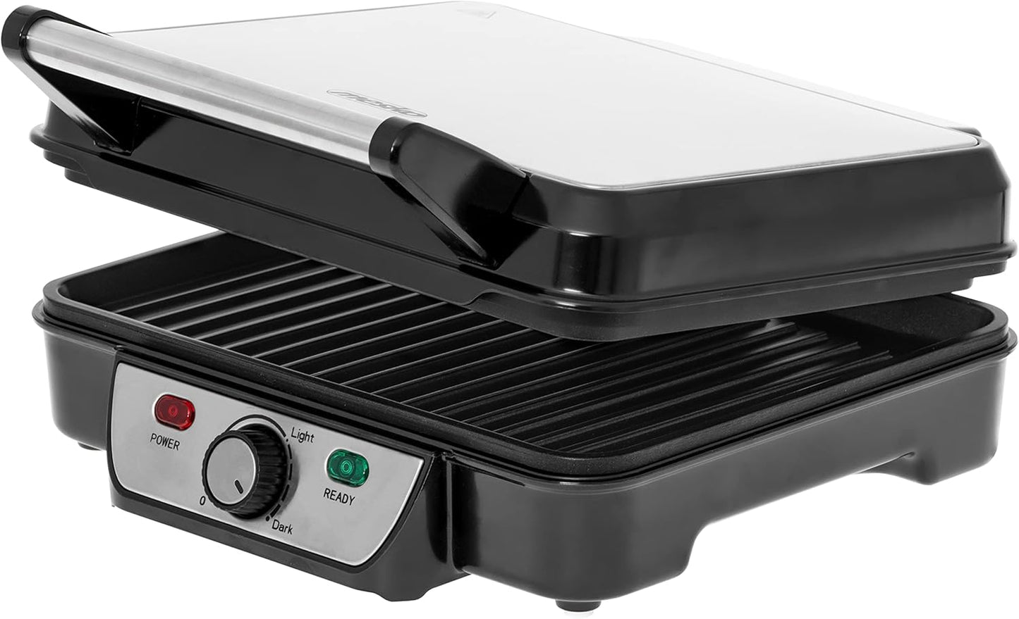 JUNG Mesko MS3050 Elektrischer Kontaktgrill 2500W Doppelplatte Antihaftbeschichtung Tischgrill Elektrogrill Temperaturregelung Cool-Touch-Griff Abnehmbare Tropfschale 1288cm² große Grillfläche
