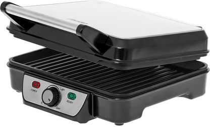 JUNG Mesko MS3050 Elektrischer Kontaktgrill 2500W Doppelplatte Antihaftbeschichtung Tischgrill Elektrogrill Temperaturregelung Cool-Touch-Griff Abnehmbare Tropfschale 1288cm² große Grillfläche