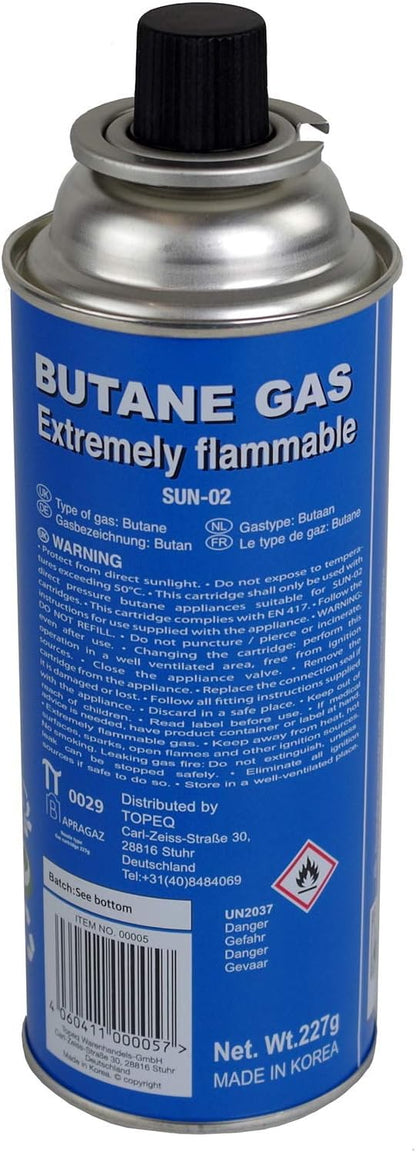 Markenlos Butangas Gaskartuschen 4er Set 227g – MSF-1a Bajonett Butangasflasche Camping Nachfüllkartusche für Gaskocher, Unkrautvernichter, Abflammgeräte – Outdoor Einweg-Gasflaschen, Gas
