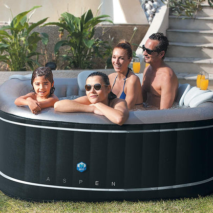 JUNG ASPEN aufblasbarer 4 Personen Whirlpool, 168x168 cm, 700 Liter Fassungsvermögen, antibakterielles sechslagiges Kunstleder, energiesparender Spa Pool mit Heizfunktion, Massage-Luftdüsen, leichtes Gewicht 27 kg