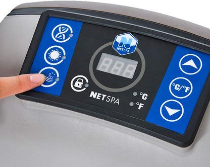 JUNG ASPEN aufblasbarer 4 Personen Whirlpool, 168x168 cm, 700 Liter Fassungsvermögen, antibakterielles sechslagiges Kunstleder, energiesparender Spa Pool mit Heizfunktion, Massage-Luftdüsen, leichtes Gewicht 27 kg