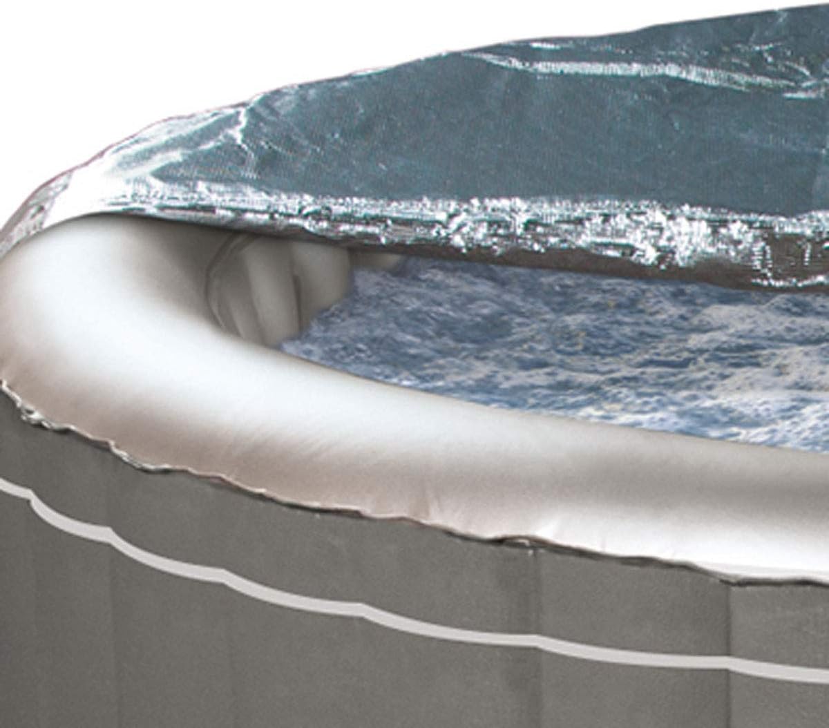 JUNG ASPEN aufblasbarer 4 Personen Whirlpool, 168x168 cm, 700 Liter Fassungsvermögen, antibakterielles sechslagiges Kunstleder, energiesparender Spa Pool mit Heizfunktion, Massage-Luftdüsen, leichtes Gewicht 27 kg