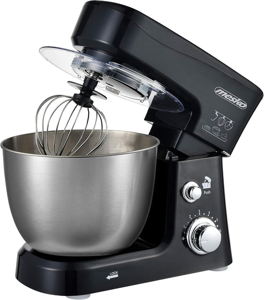 JUNG MESKO MS4217 Küchenmaschine 1200W Planetenmischer mit 3,5L Edelstahlschüssel 6 Geschwindigkeiten Teigmaschine Rührmaschine Knetmaschine Spritzschutz Backmaschine für Teig und Sahne