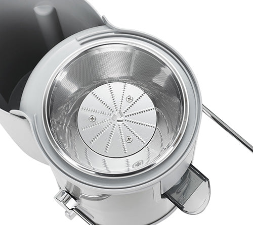 Jung Mesko MS4126G Slow Juicer 600W Entsafter Edelstahl Saftpresse leise Slow Entsafter 65mm Einfüllschacht spülmaschinenfest leistungsstark Obstpresse Gemüsepresse Anti-Tropf-System kompakte Bauweise