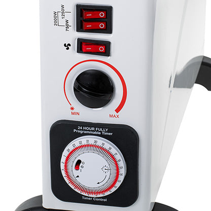 Jung Mesko MS7741 Kompakter Konvektor-Heizkörper mit Turbo-Ventilator und 24-Stunden-Timer für schnelle Wärmeverteilung – 2000W – Weiß, Kompakter Heizkörper mit Thermostat und Sicherheitsfunktionen